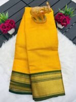 Kanchivaram Silk Saree – Pure Mercerised Silk with Exclusive Zari Checks & Contrast Blouse